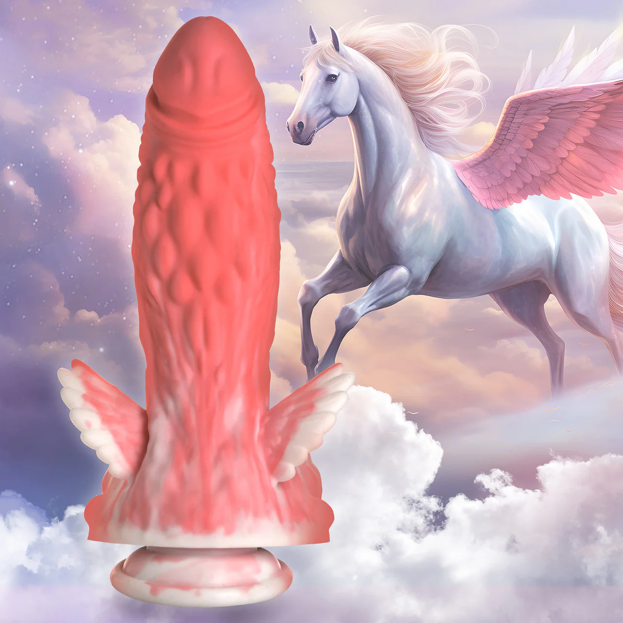 Pegasus Pecker Winged 8.5" Silicone Suction Cup Dildo With Balls By Creature Cocks - Image 7