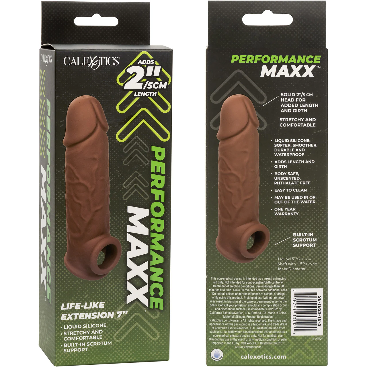 Performance Maxx Life-Like 7" Silicone Penis Extension By CalExotics - Chocolate - Image 12
