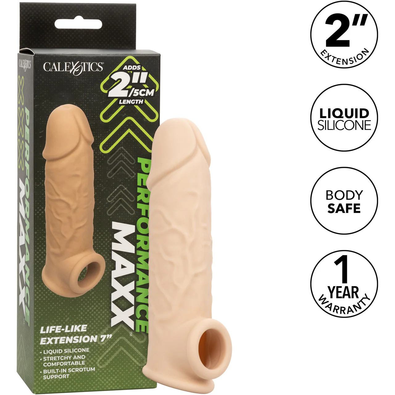 Performance Maxx Life-Like 7" Silicone Penis Extension By CalExotics - Vanilla - Image 11