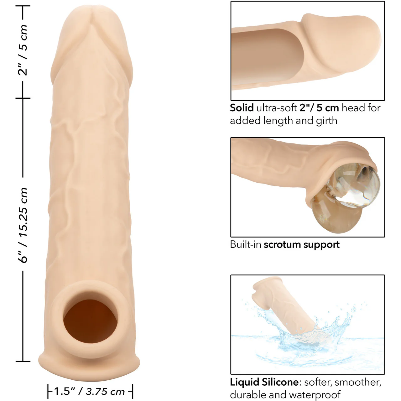 Performance Maxx Life-Like 8" Silicone Penis Extension By CalExotics - Vanilla - Image 10