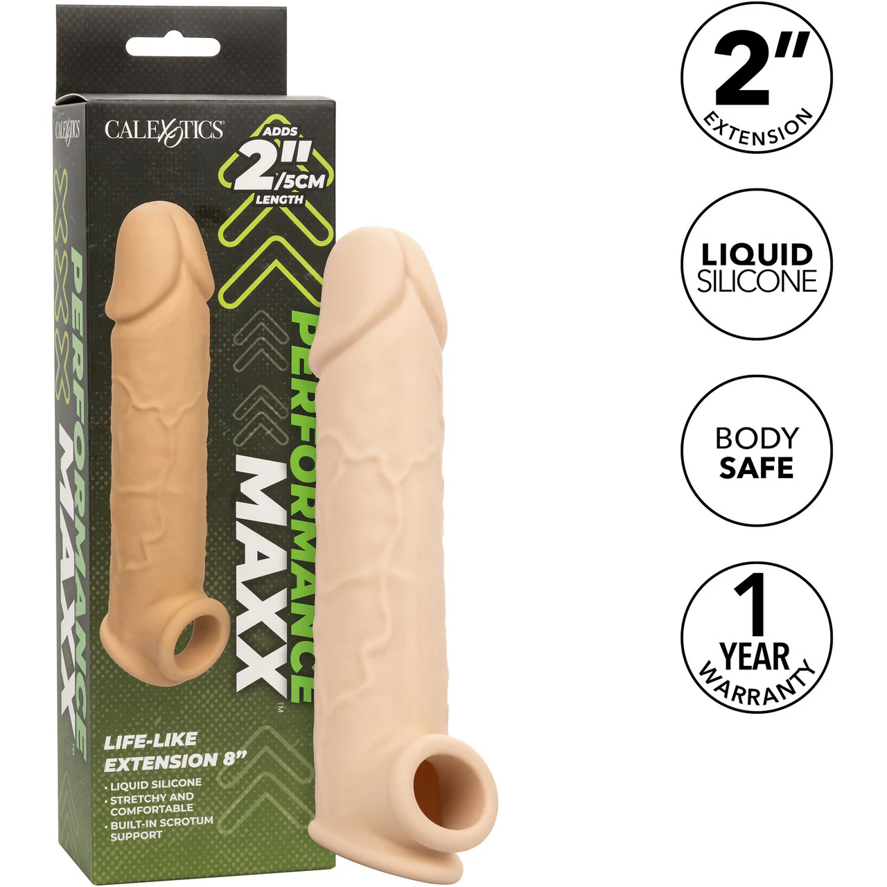 Performance Maxx Life-Like 8" Silicone Penis Extension By CalExotics - Vanilla - Image 11