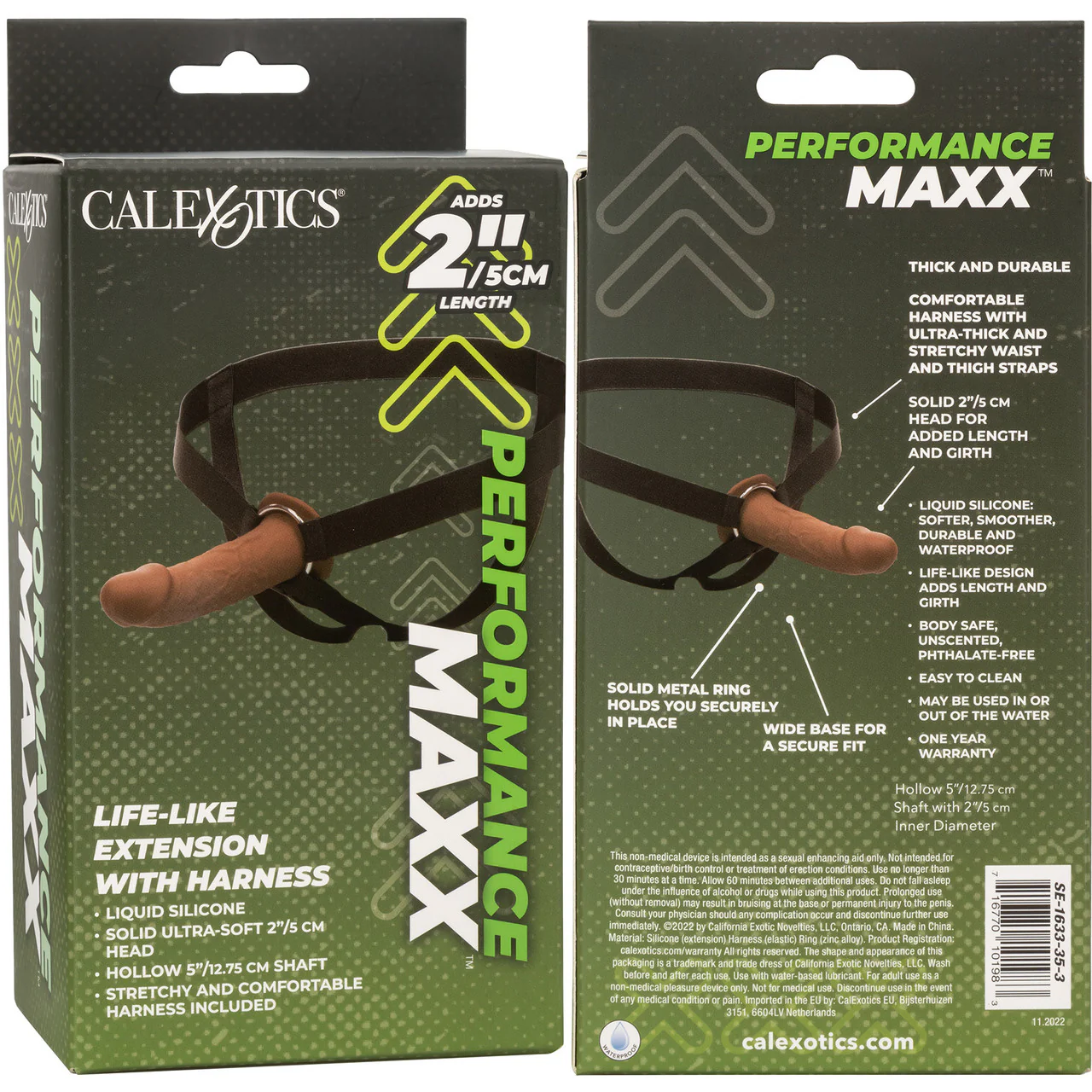 Performance Maxx Life-Like Silicone 7" Hollow Penis Extension With Harness By CalExotics - Chocolate - Image 16