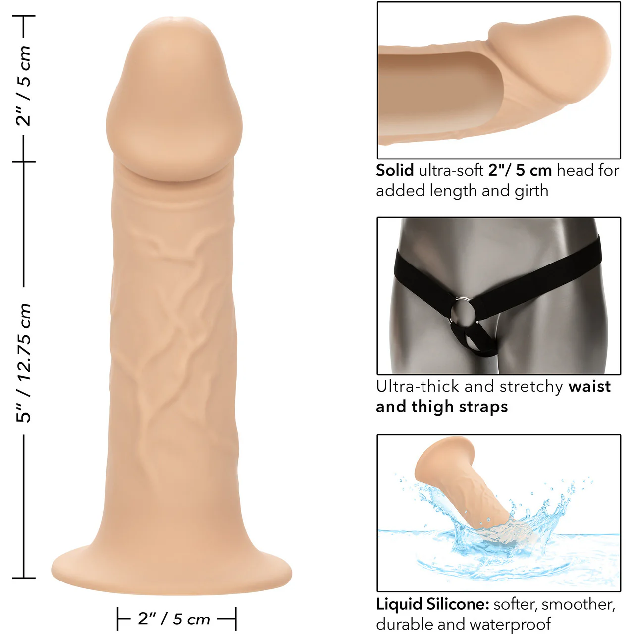 Performance Maxx Life-Like Silicone 7" Hollow Penis Extension With Harness By CalExotics - Vanilla - Image 13