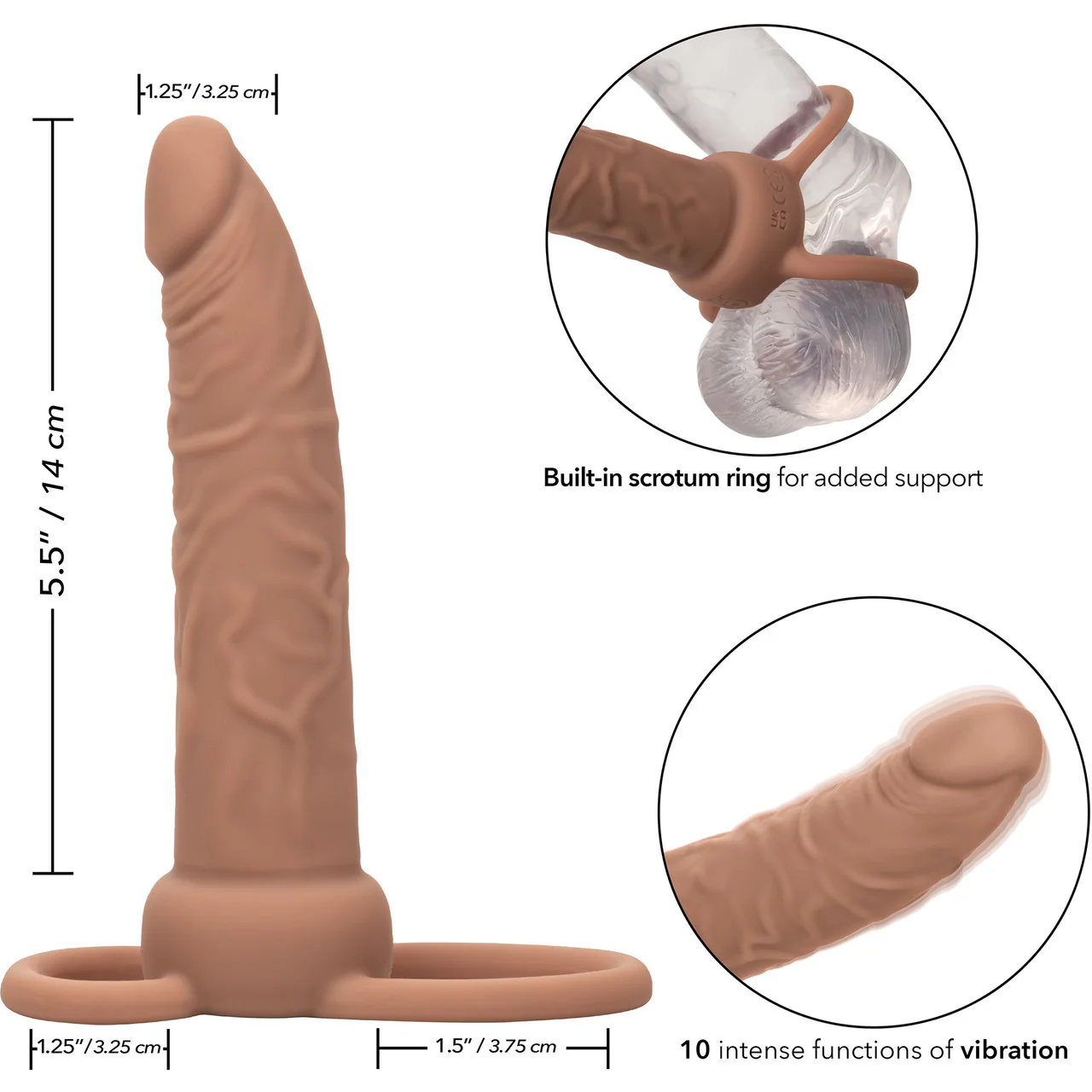 Performance Maxx Rechargeable Vibrating 5.5" Silicone Dual Penetrator - Chocolate - Image 14