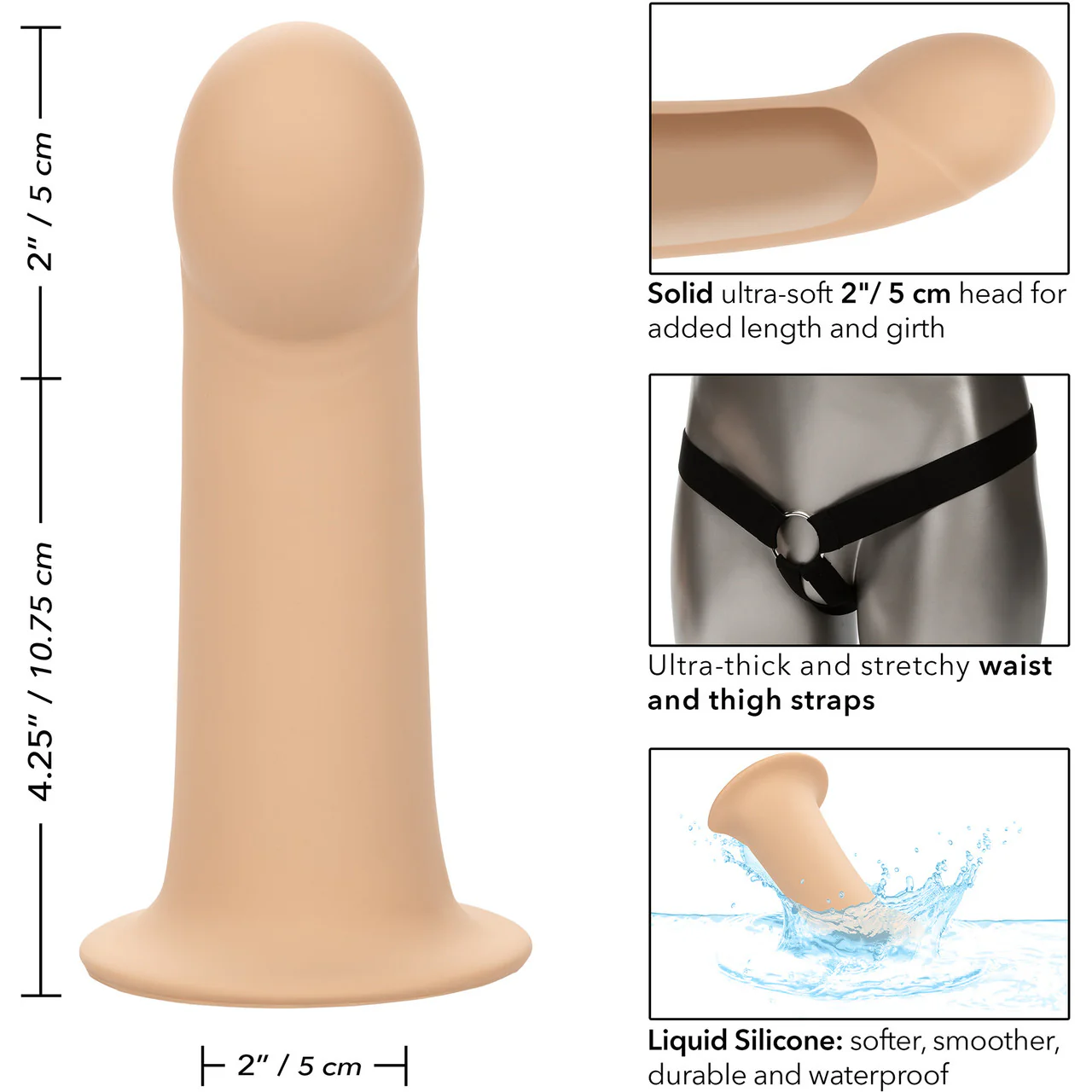Performance Maxx Silicone 6.25" Hollow Penis Extension With Harness By CalExotics - Vanilla - Image 15