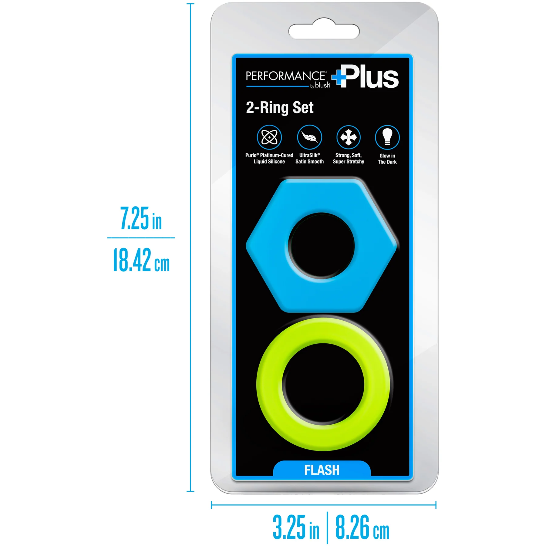 Performance Plus Flash Silicone Glow-in-the-Dark 2 Piece Cock Ring Set By Blush - Image 13