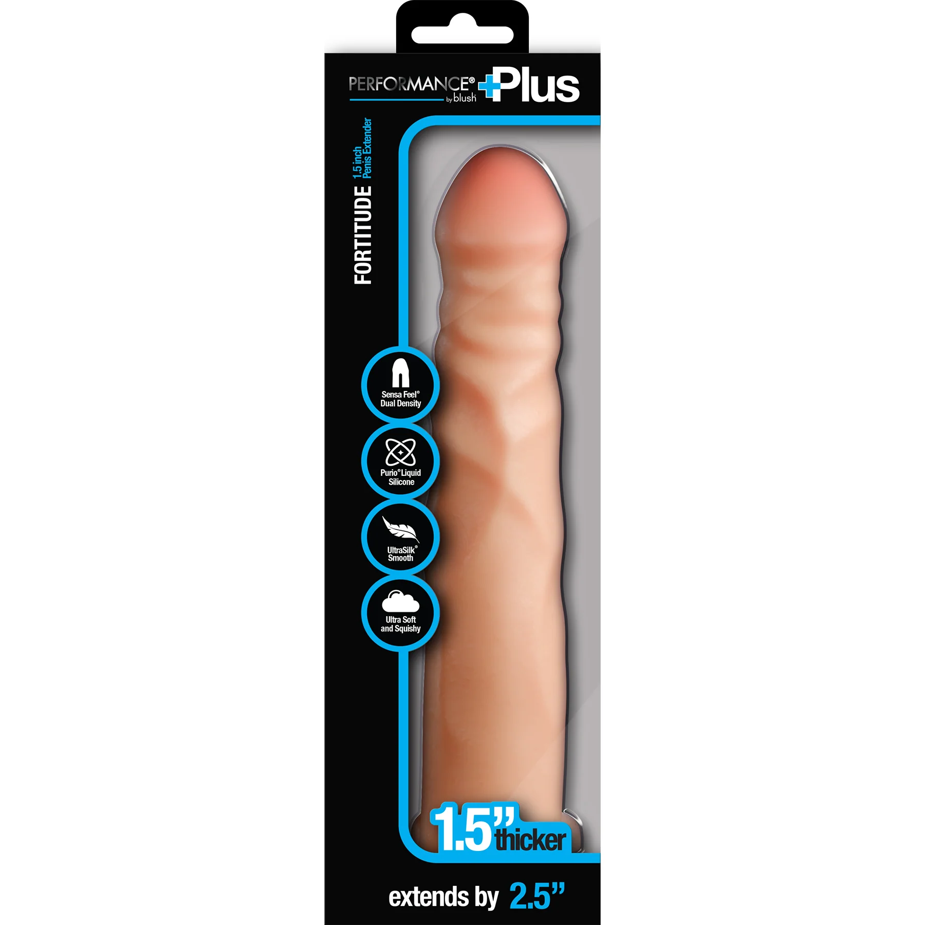 Performance Plus Fortitude Silicone Realistic  2.5" Penis Extender Sleeve With Ball Strap By Blush - Image 13