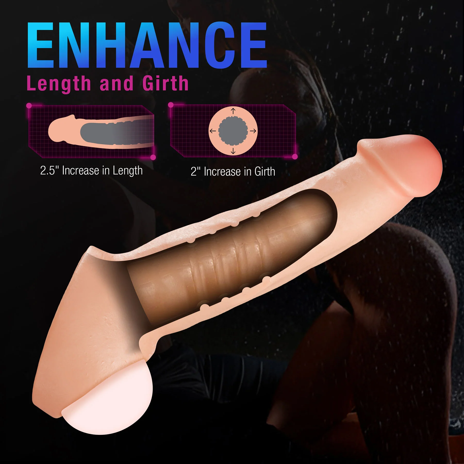 Performance Plus Silicone Realistic Penis Extender Sleeve With Ball Strap By Blush - Image 13