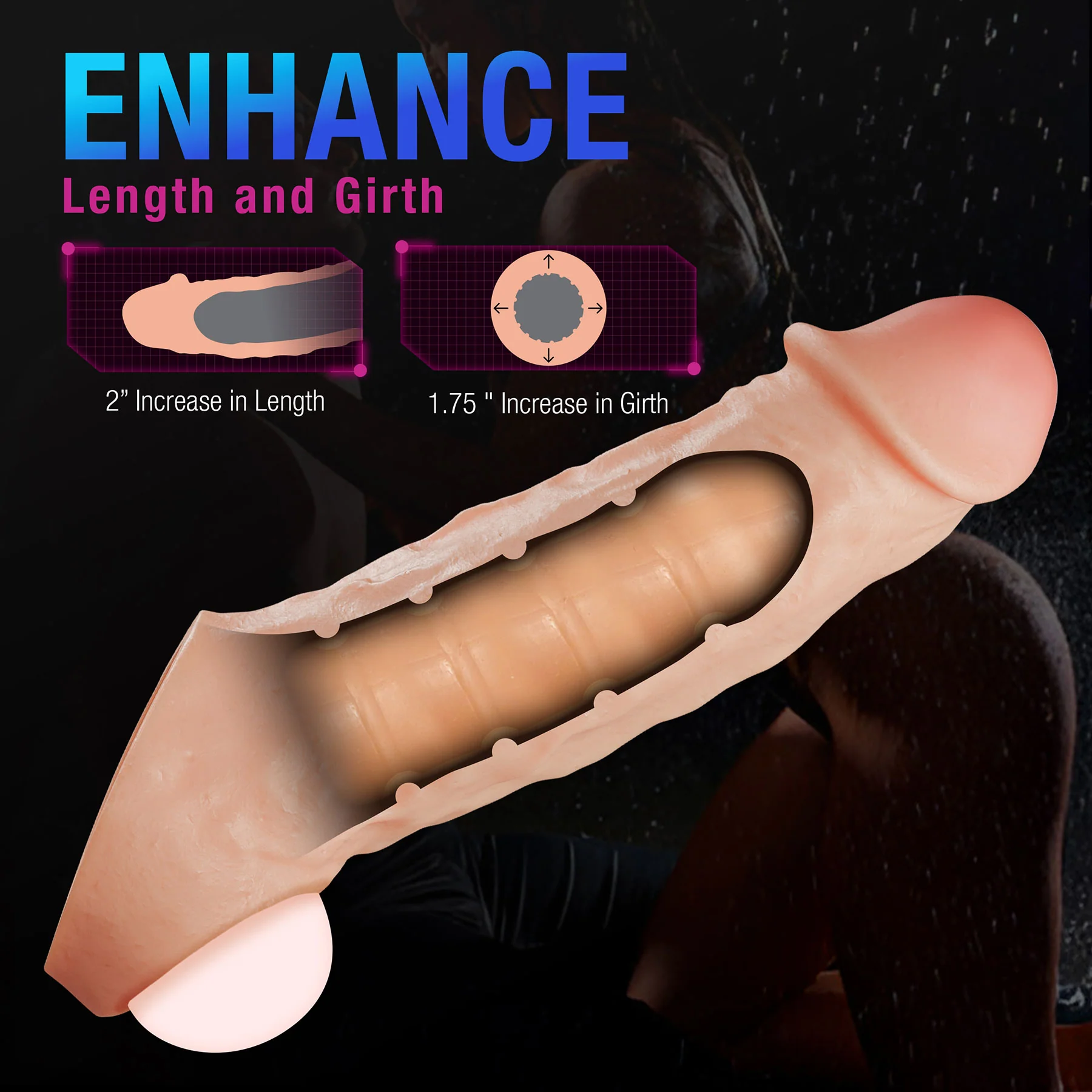 Performance Plus Silicone Realistic Penis Extender Sleeve With Ball Strap By Blush - Image 26