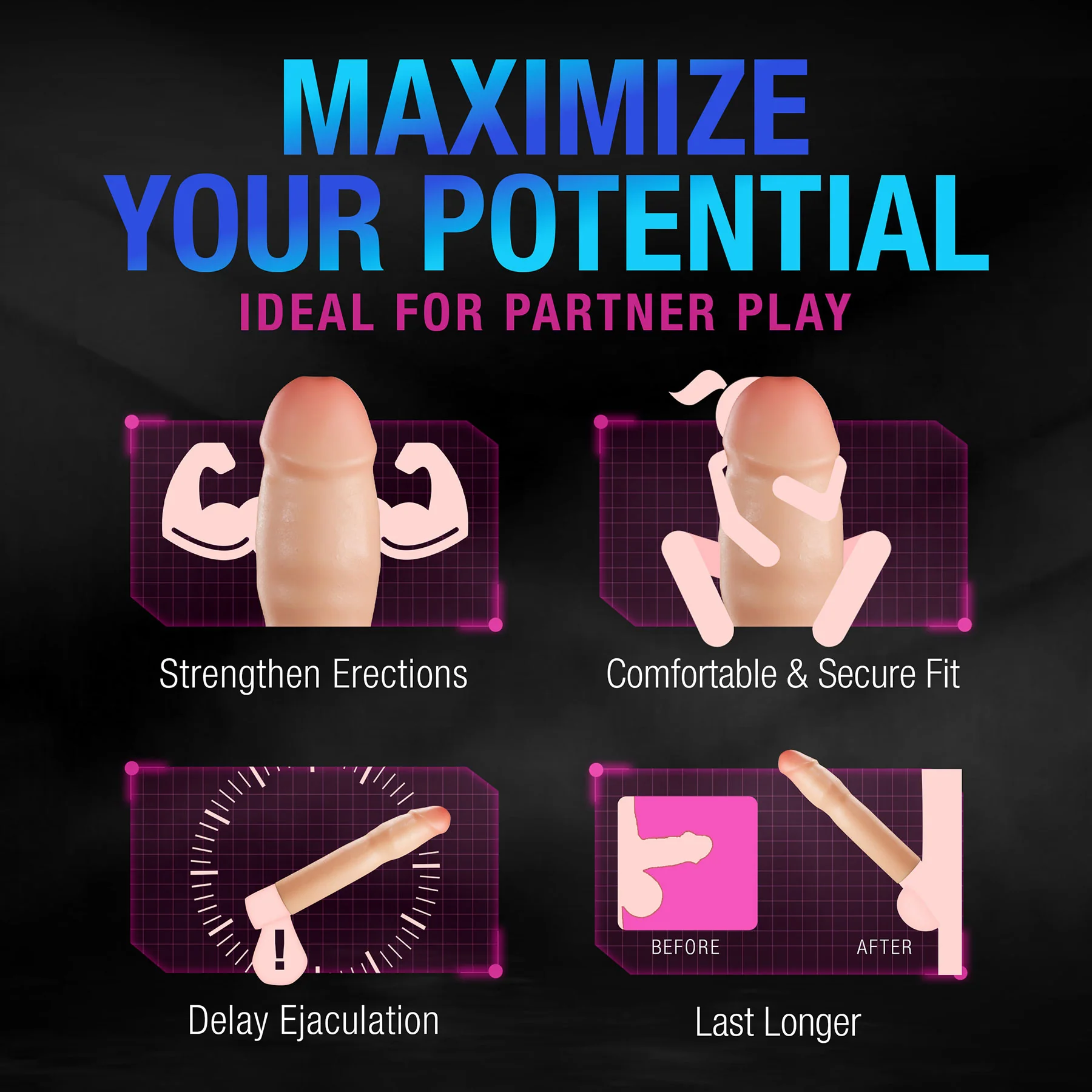 Performance Plus Silicone Realistic Penis Extender Sleeve By Blush - Image 34