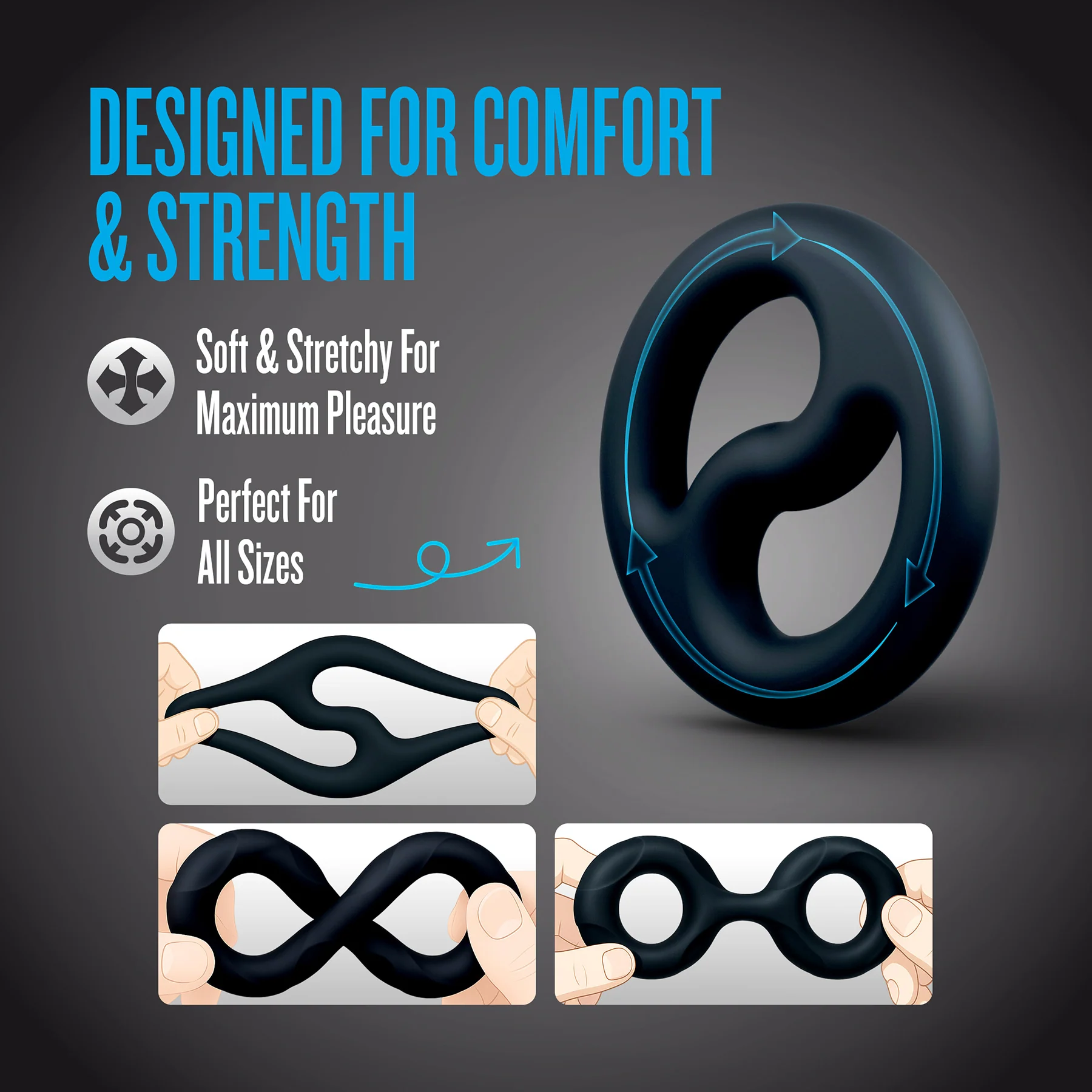 Performance Plus Throttle 3 Piece Silicone Cock Ring Set By Blush - Image 4