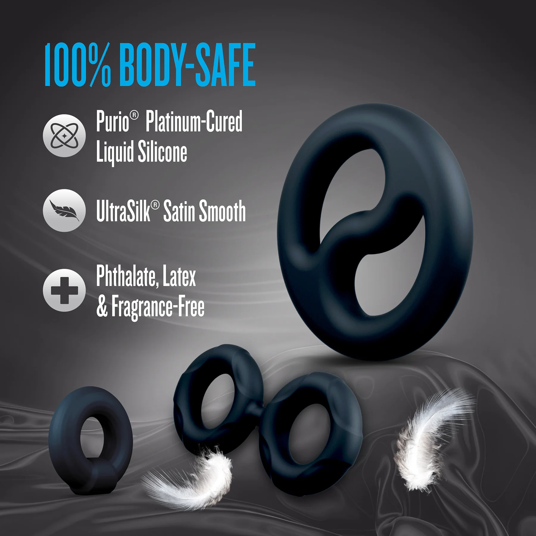 Performance Plus Throttle 3 Piece Silicone Cock Ring Set By Blush - Image 6