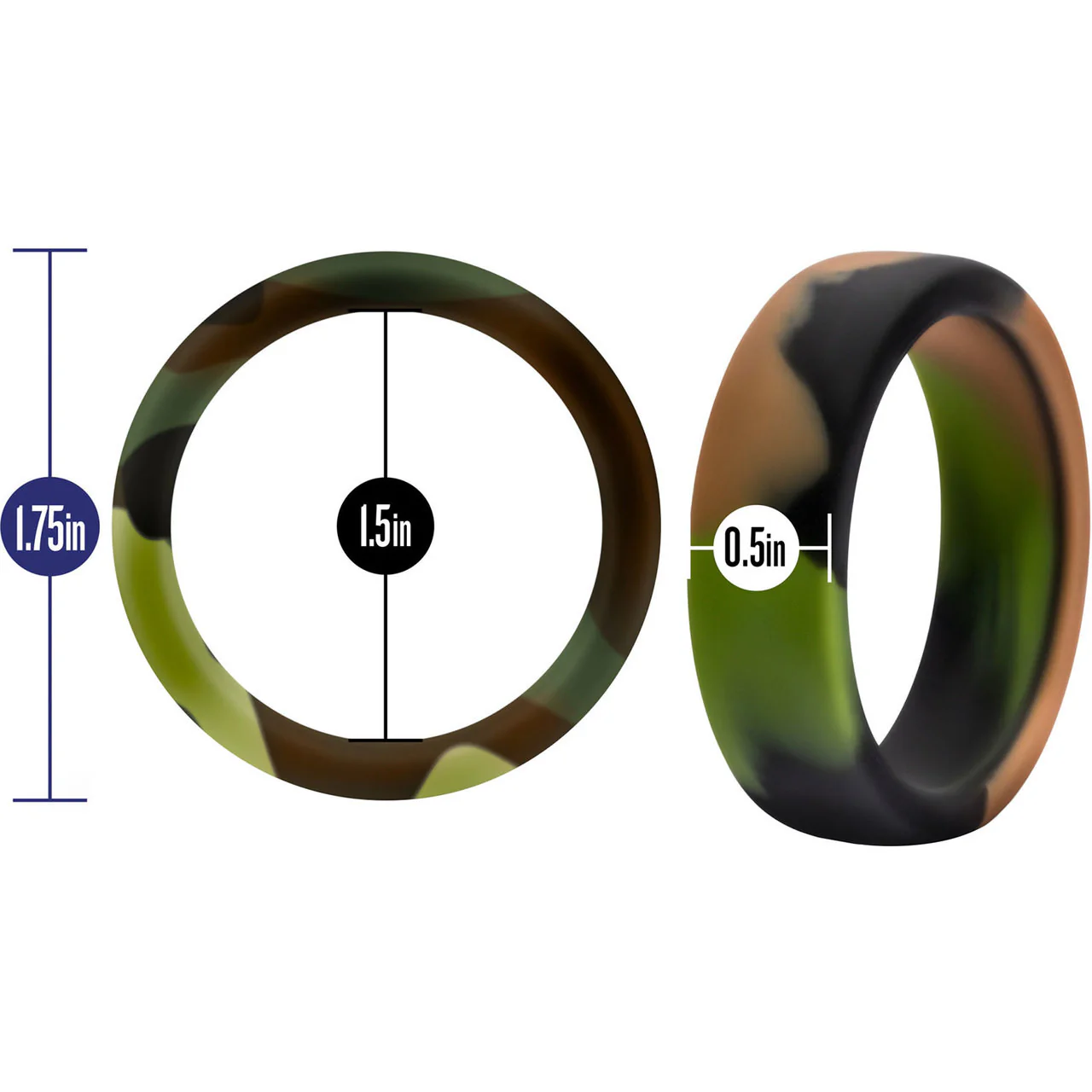 Performance Silicone Camo Cock Ring By Blush Novelties - Green Camouflage - Image 3