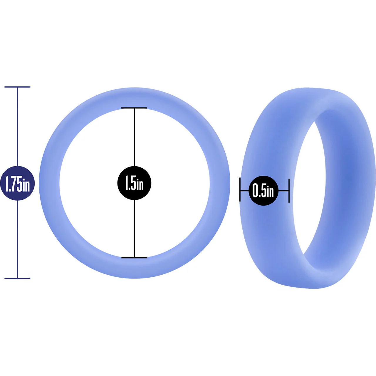 Performance Silicone Glo Pro Cock Ring By Blush Novelties - Blue Glow - Image 3