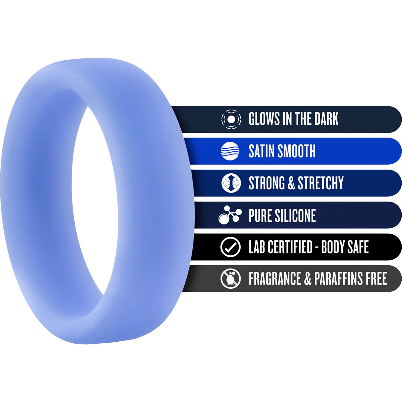 Performance Silicone Glo Pro Cock Ring By Blush Novelties - Blue Glow - Image 4