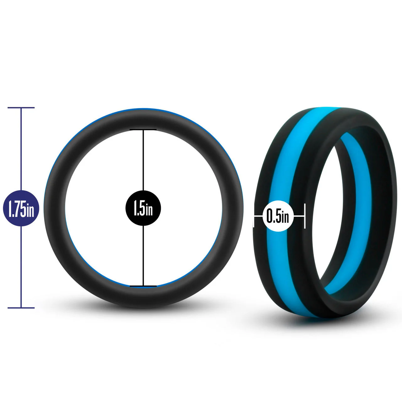 Performance Silicone Go Pro Cock Ring By Blush - Black & Blue - Image 3