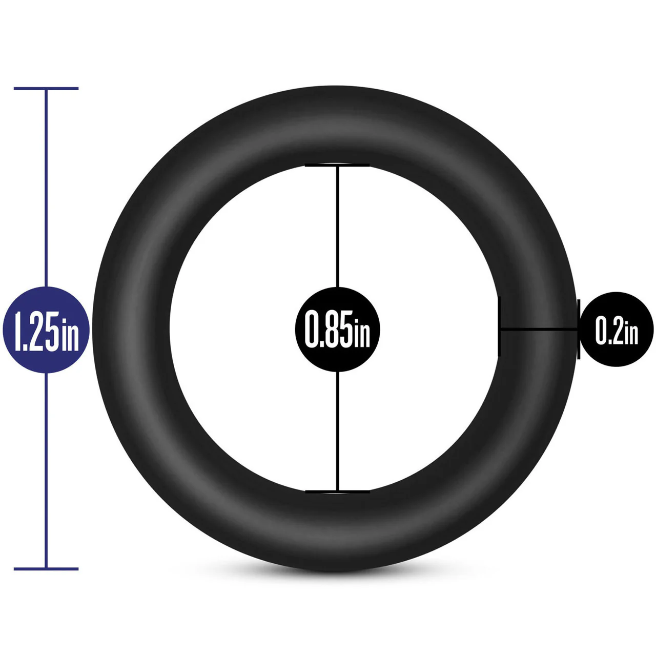 Performance VS2 Pure Premium Small Silicone Cock Rings By Blush Novelties - Black - Image 4