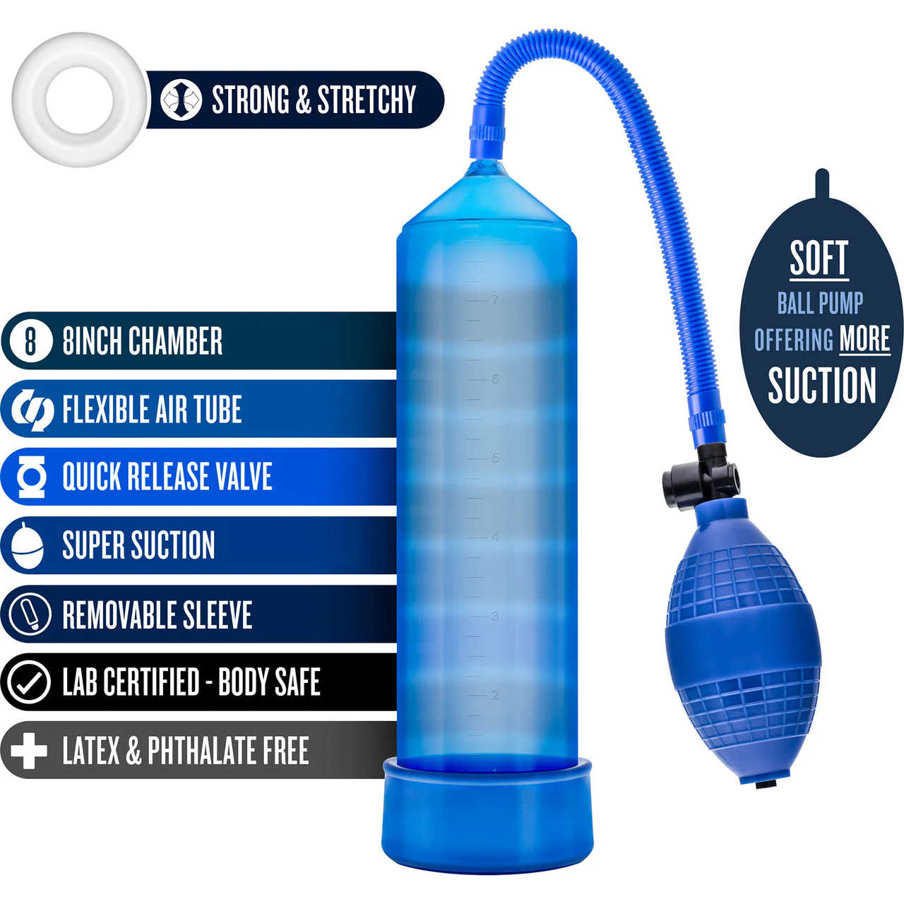 Performance VX101 Enhancement Penis Pump By Blush - Blue - Image 4