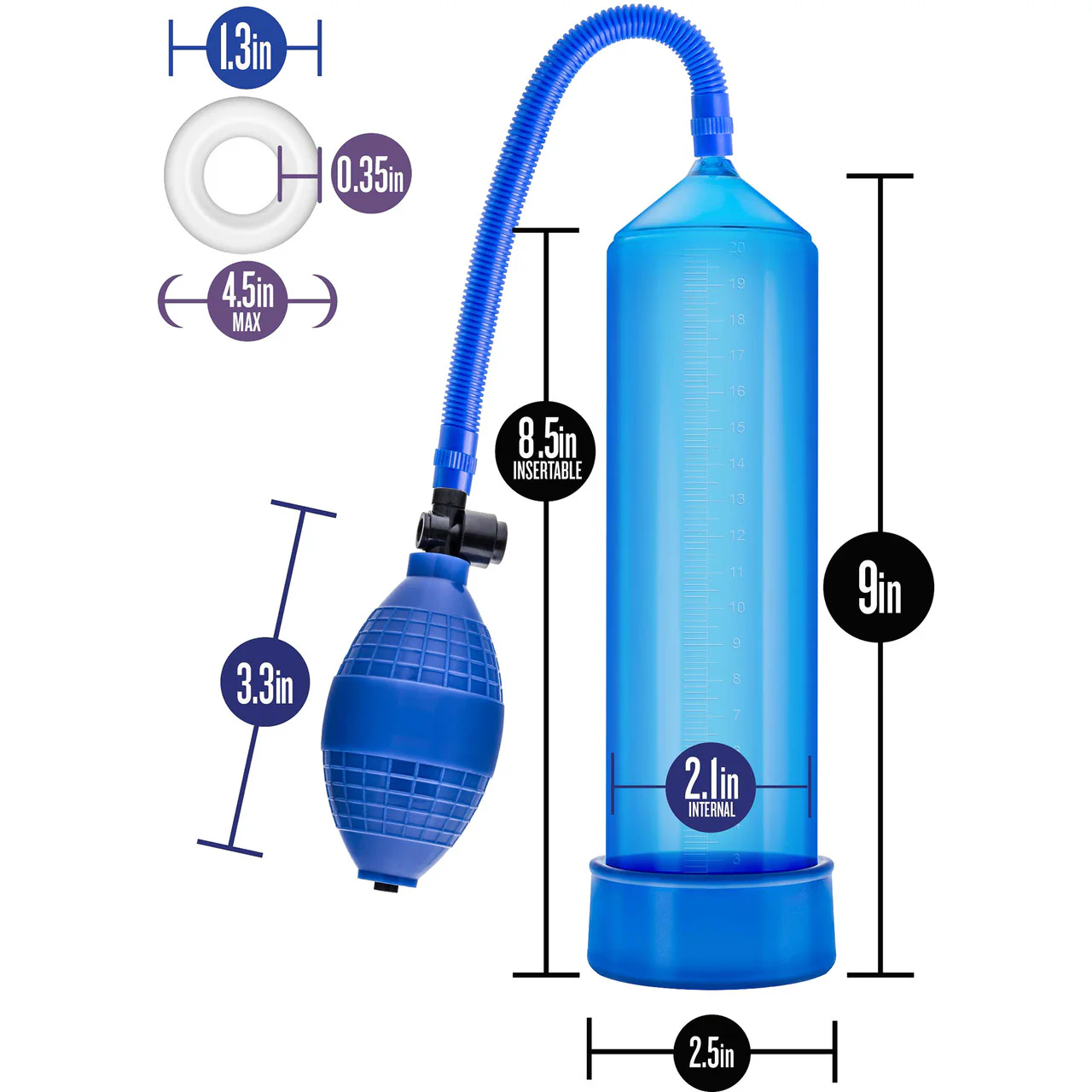 Performance VX101 Enhancement Penis Pump By Blush - Blue - Image 5