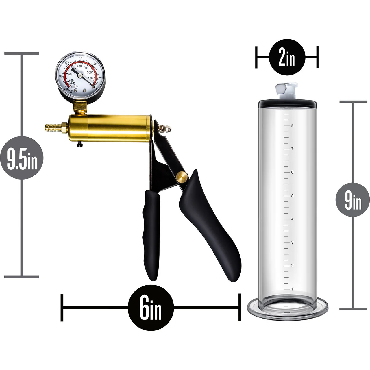 Performance VX6 Vacuum Penis Pump With Brass Pistol & Pressure Gauge By Blush - Clear - Image 2