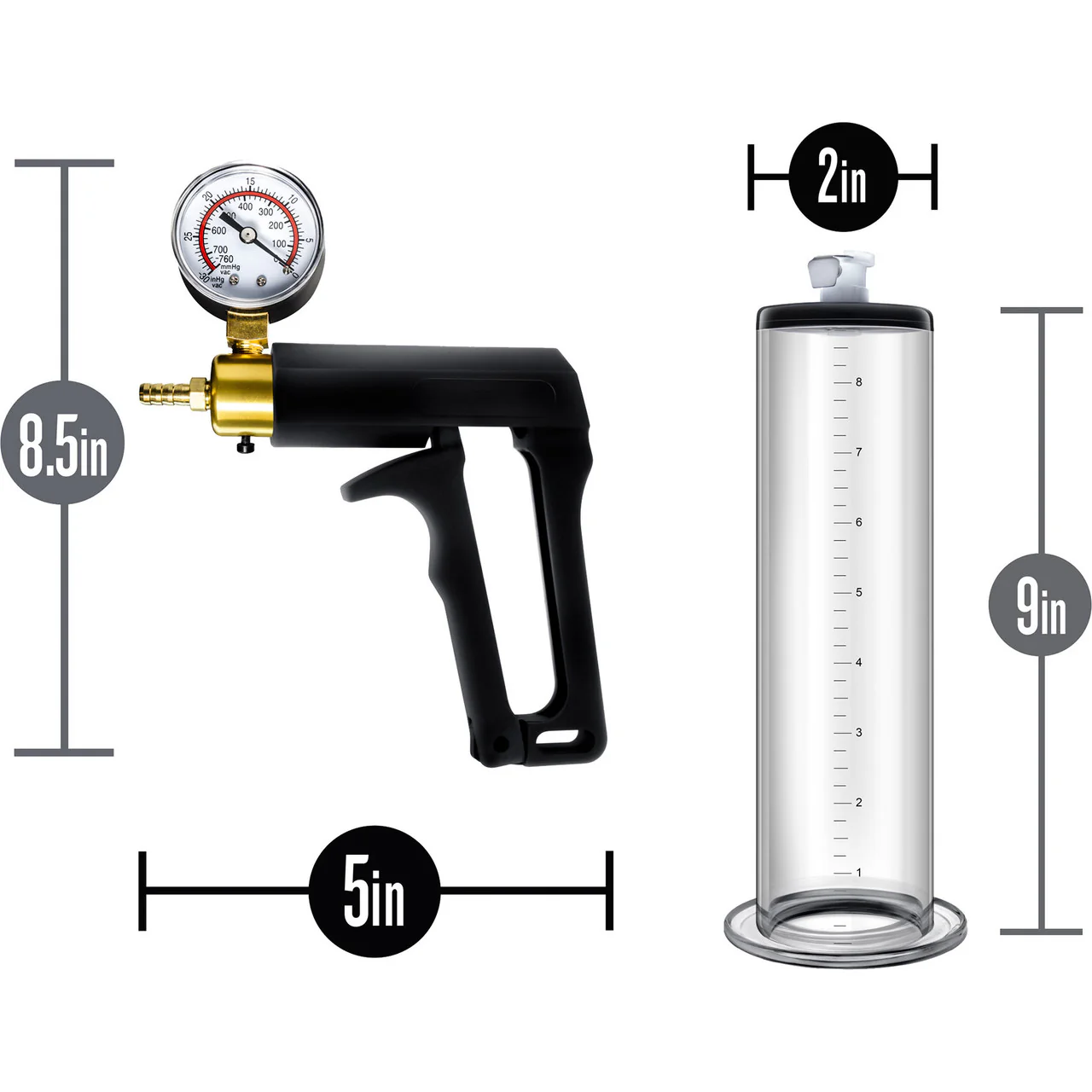 Performance VX7 Vacuum Penis Pump With Brass Pistol & Pressure Gauge By Blush - Clear - Image 2