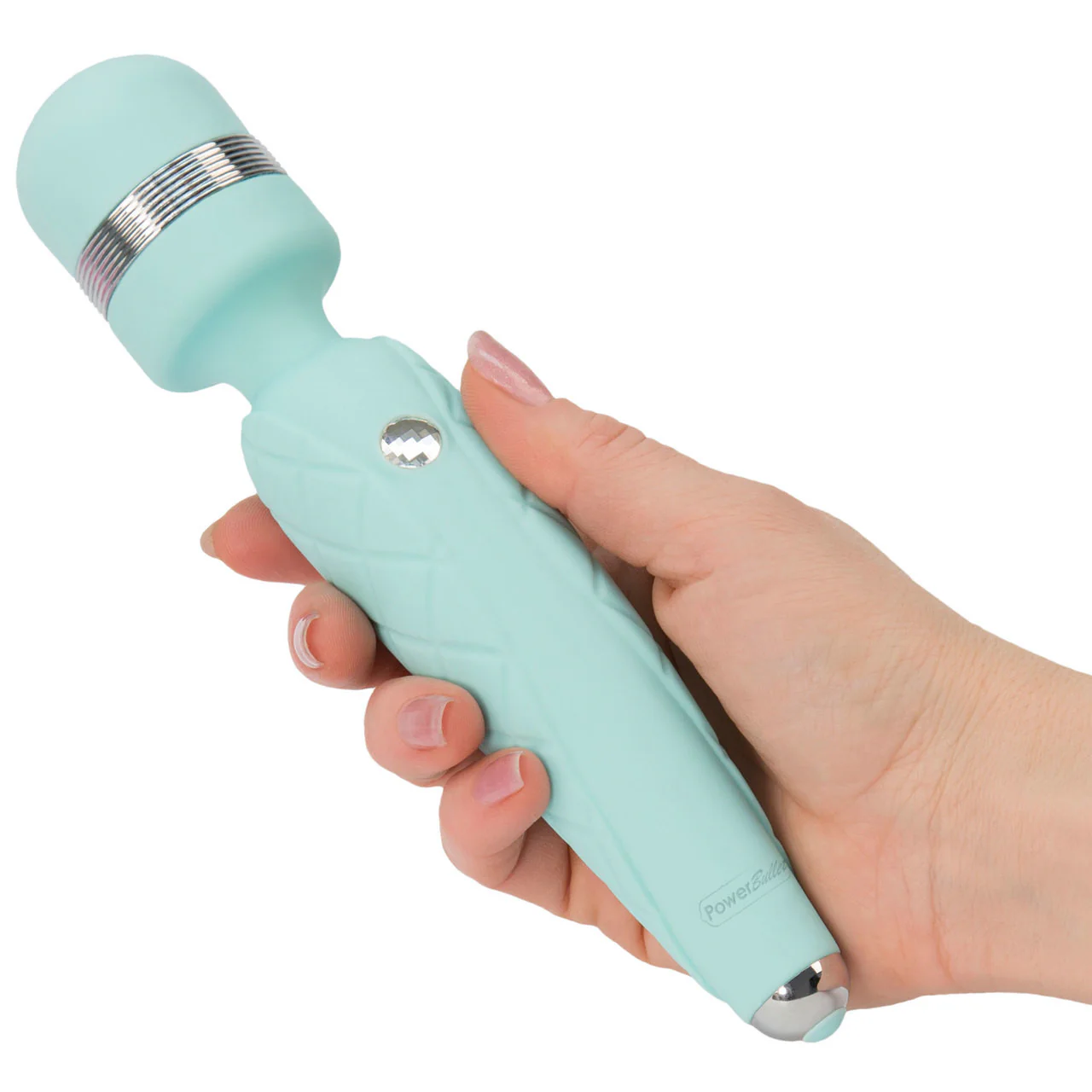 Pillow Talk Cheeky Silicone Rechargeable Wand Style Vibrator - Teal - Image 4