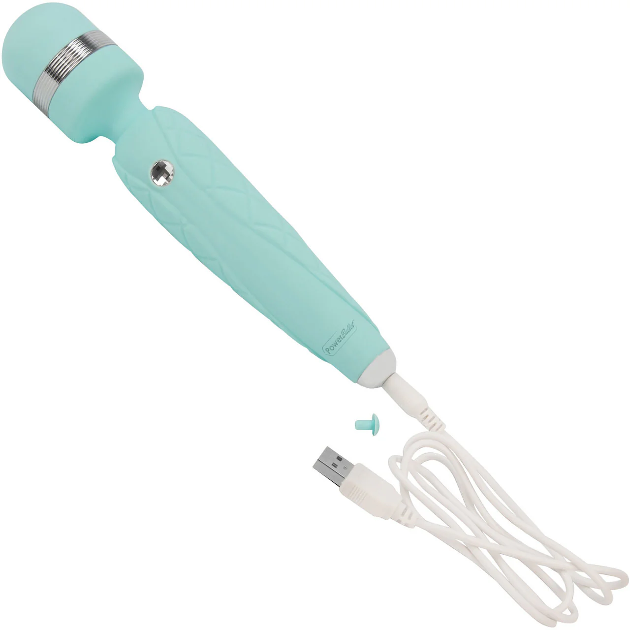 Pillow Talk Cheeky Silicone Rechargeable Wand Style Vibrator - Teal - Image 6