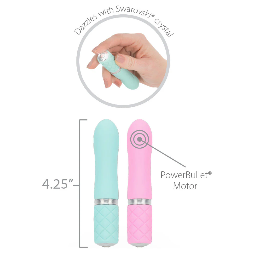 Pillow Talk Flirty Silicone Rechargeable Mini Vibrator - Teal - Image 4