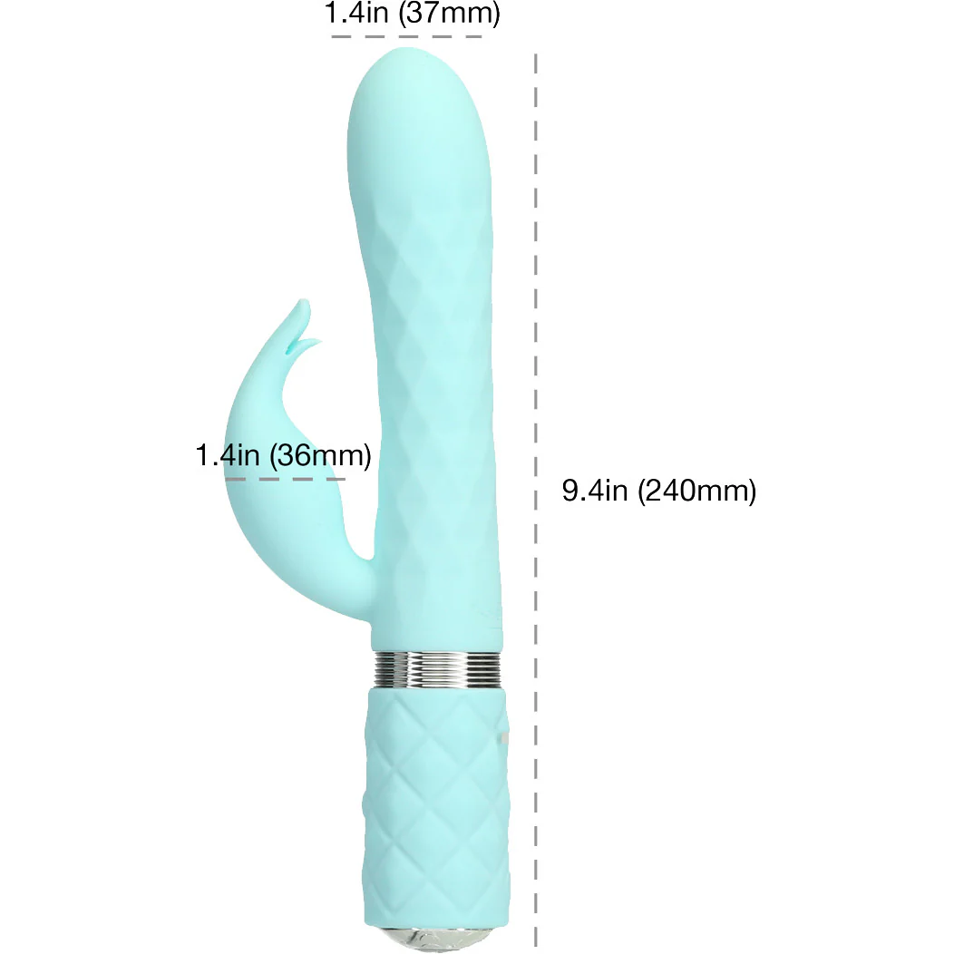 Pillow Talk Lively Silicone Waterproof Rechargeable Rotating Dual Stimulation Vibrator - Teal - Image 8