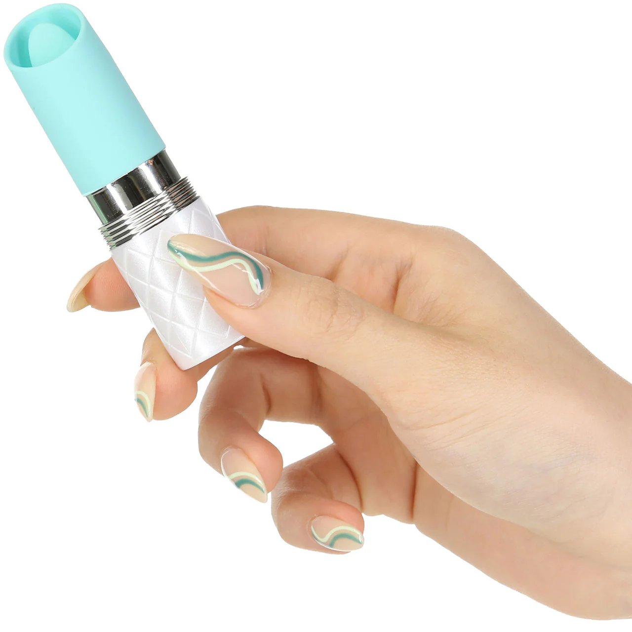 Pillow Talk Lusty Luxurious Rechargeable Silicone Flickering Massager - Teal - Image 3
