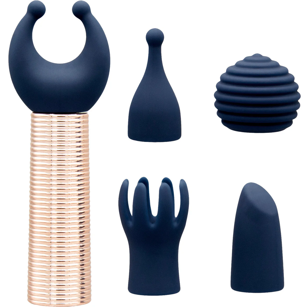 Pillow Talk Secrets - Desires Rechargeable Bullet With 6 Piece Silicone Attachment Set