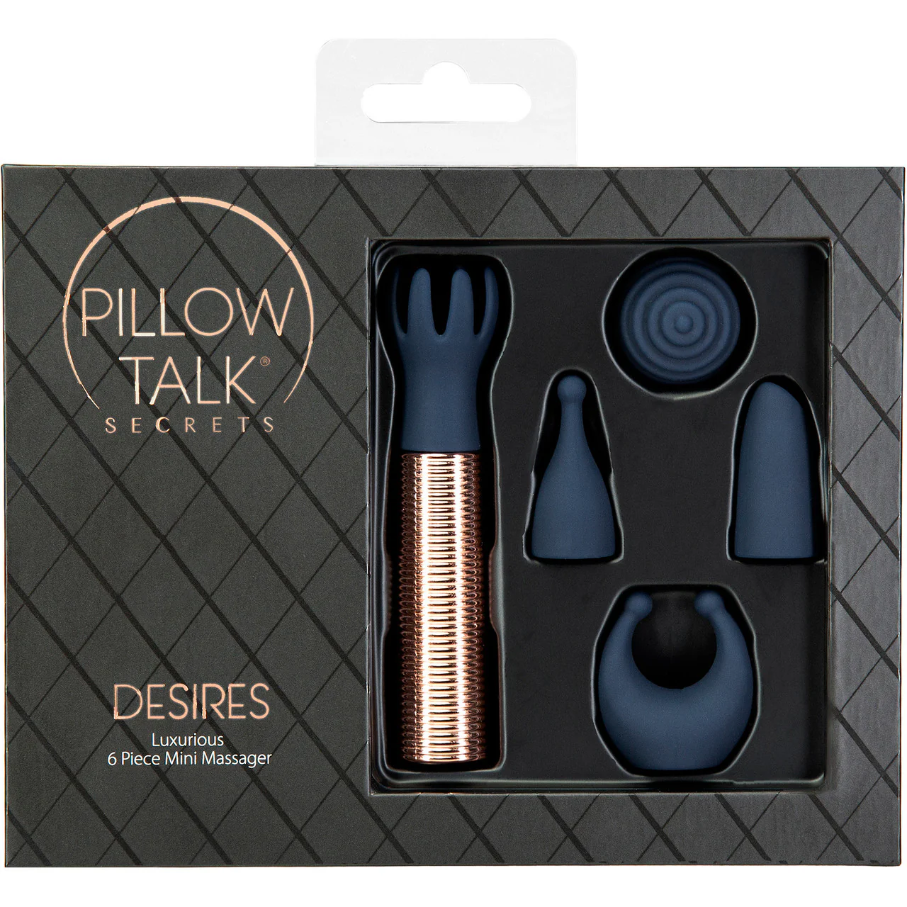 Pillow Talk Secrets - Desires Rechargeable Bullet With 6 Piece Silicone Attachment Set - Image 15