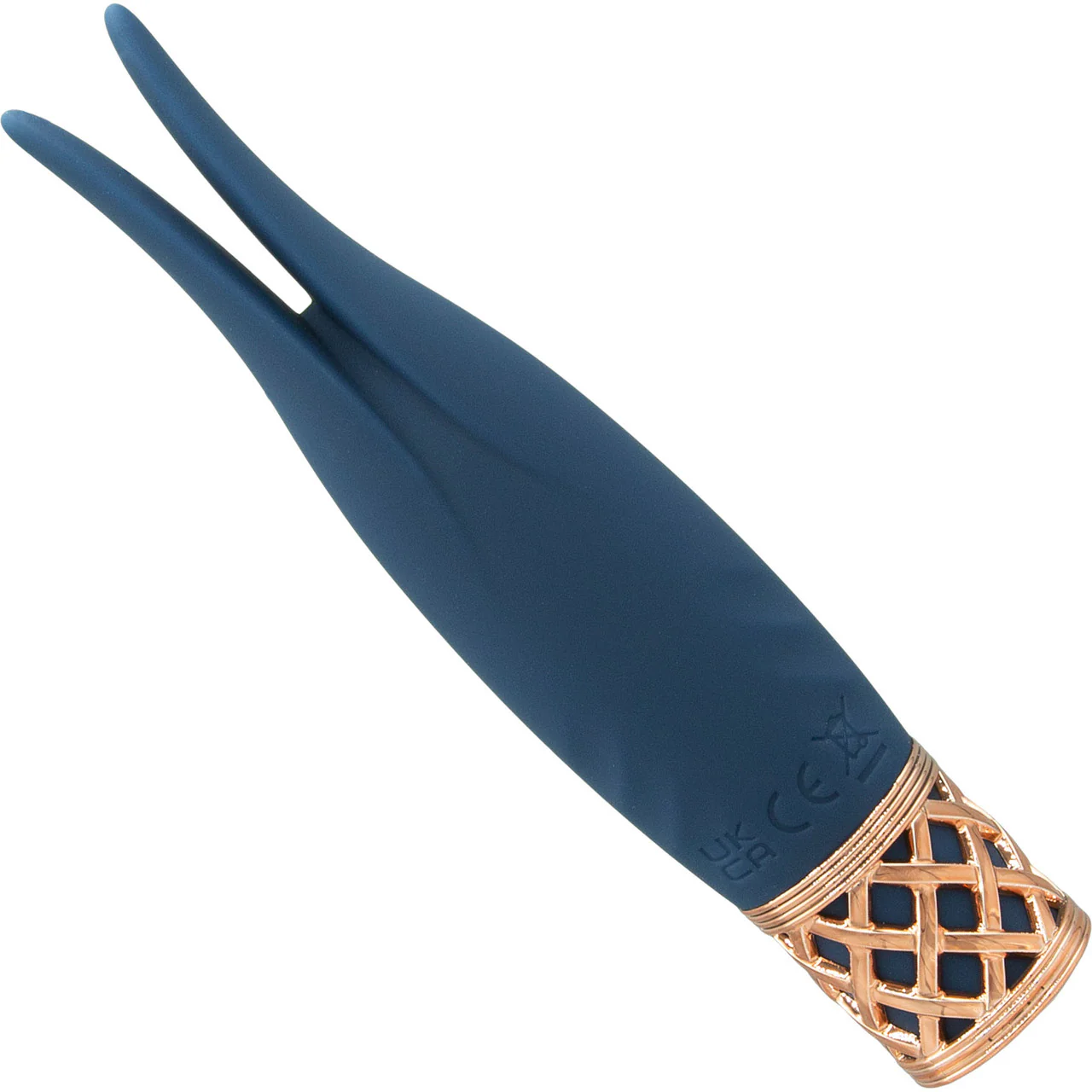 Pillow Talk Secrets Playful Rechargeable Silicone Clitoral Massager - Blue & Rose Gold - Image 2