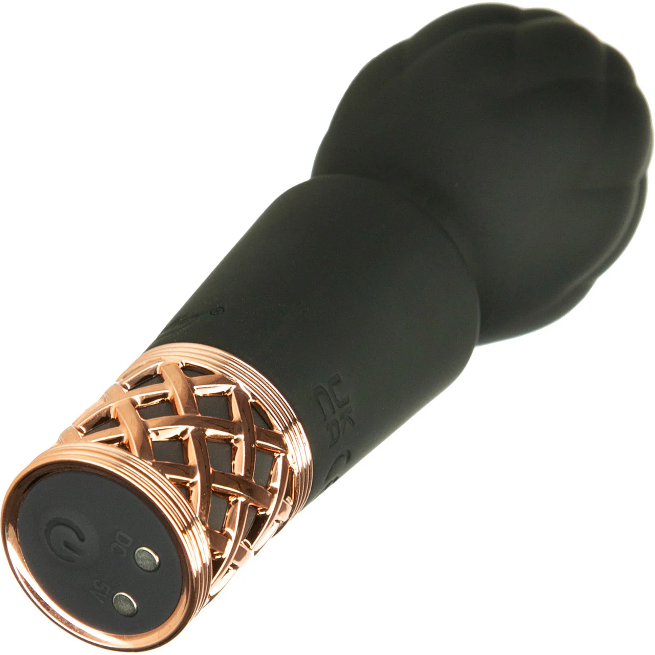 Pillow Talk Secrets Pleasure Rechargeable Silicone Mini Wand - Black & Rose Gold - Image 3