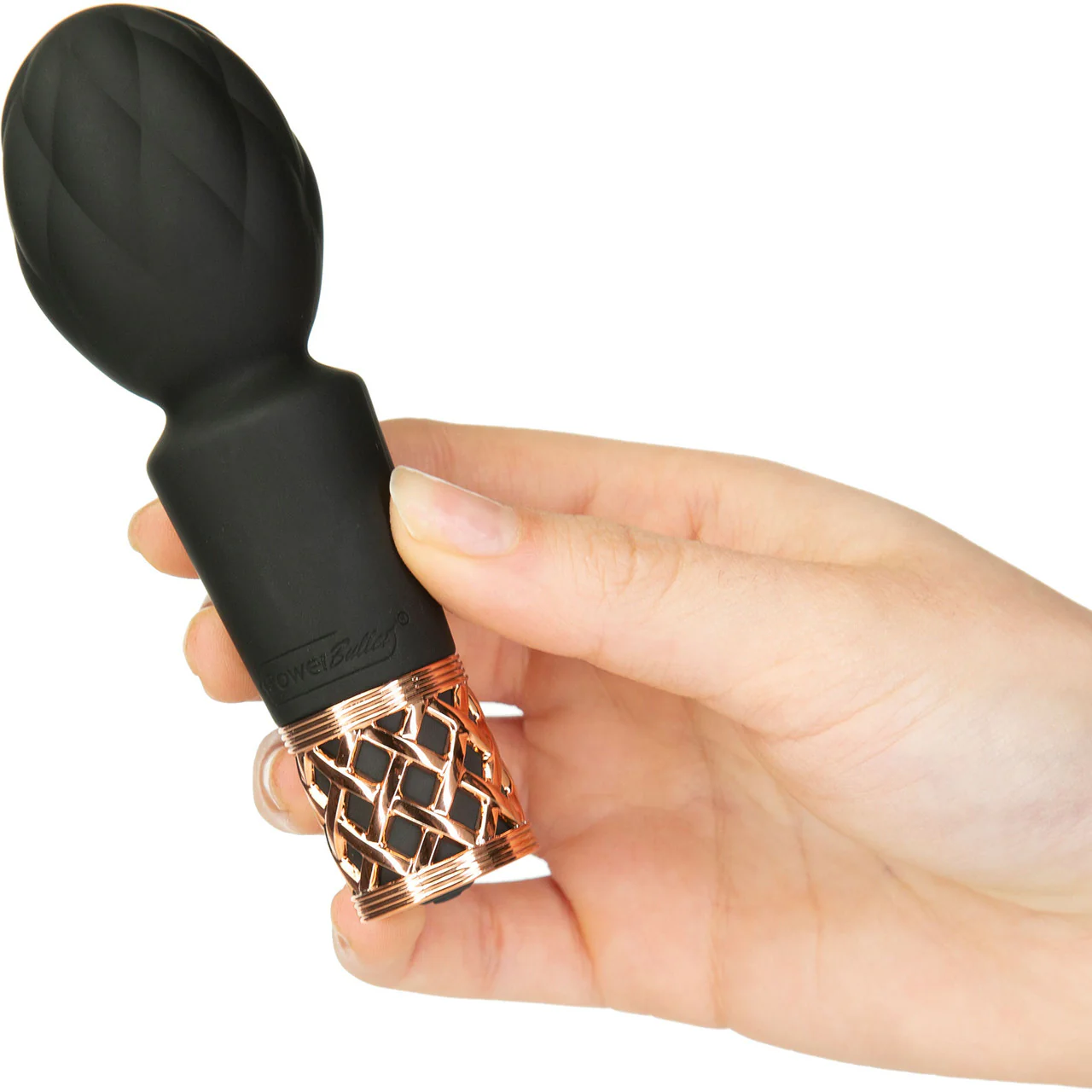 Pillow Talk Secrets Pleasure Rechargeable Silicone Mini Wand - Black & Rose Gold - Image 6