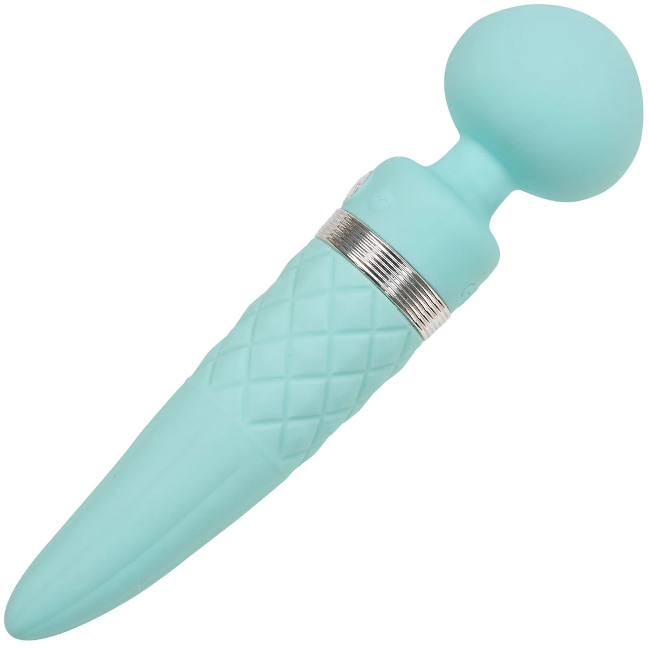Pillow Talk Sultry Silicone Rechargeable Wand Style Vibrator - Teal - Image 3