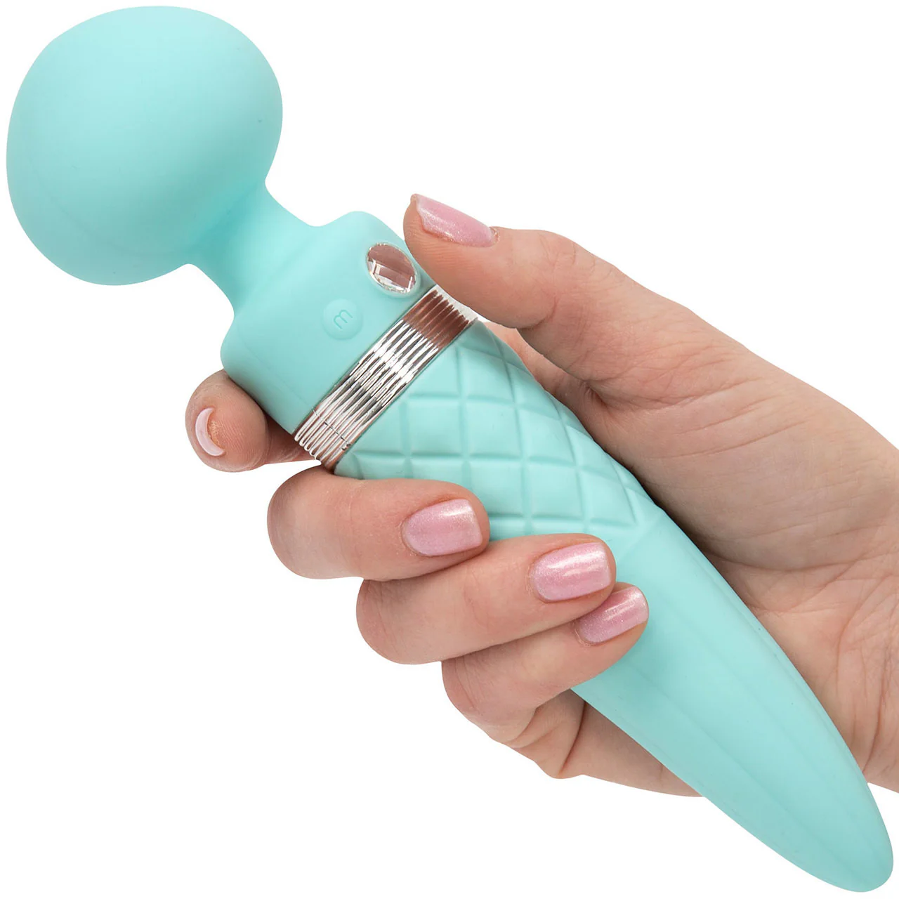 Pillow Talk Sultry Silicone Rechargeable Wand Style Vibrator - Teal - Image 7