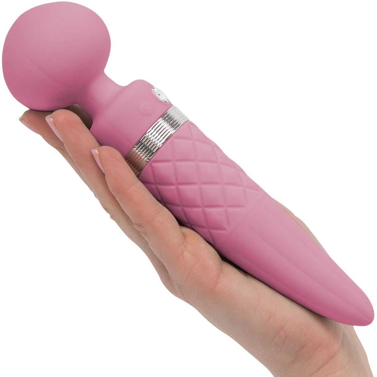Pillow Talk Sultry Silicone Waterproof Rechargeable Wand Style Vibrator - Pink - Image 2