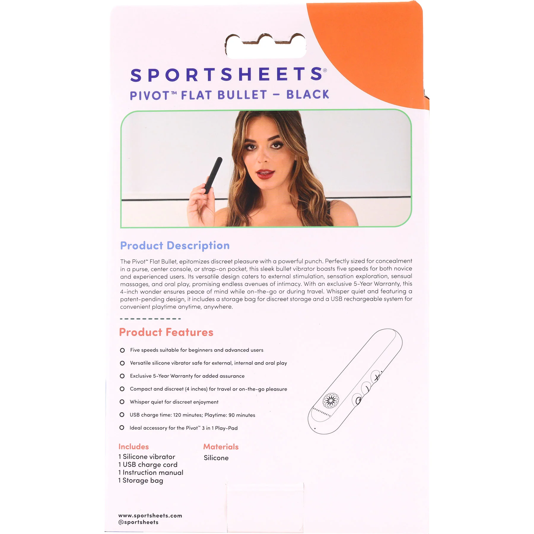 Pivot Flat Rechargeable Silicone Bullet By Sportsheets - Image 12