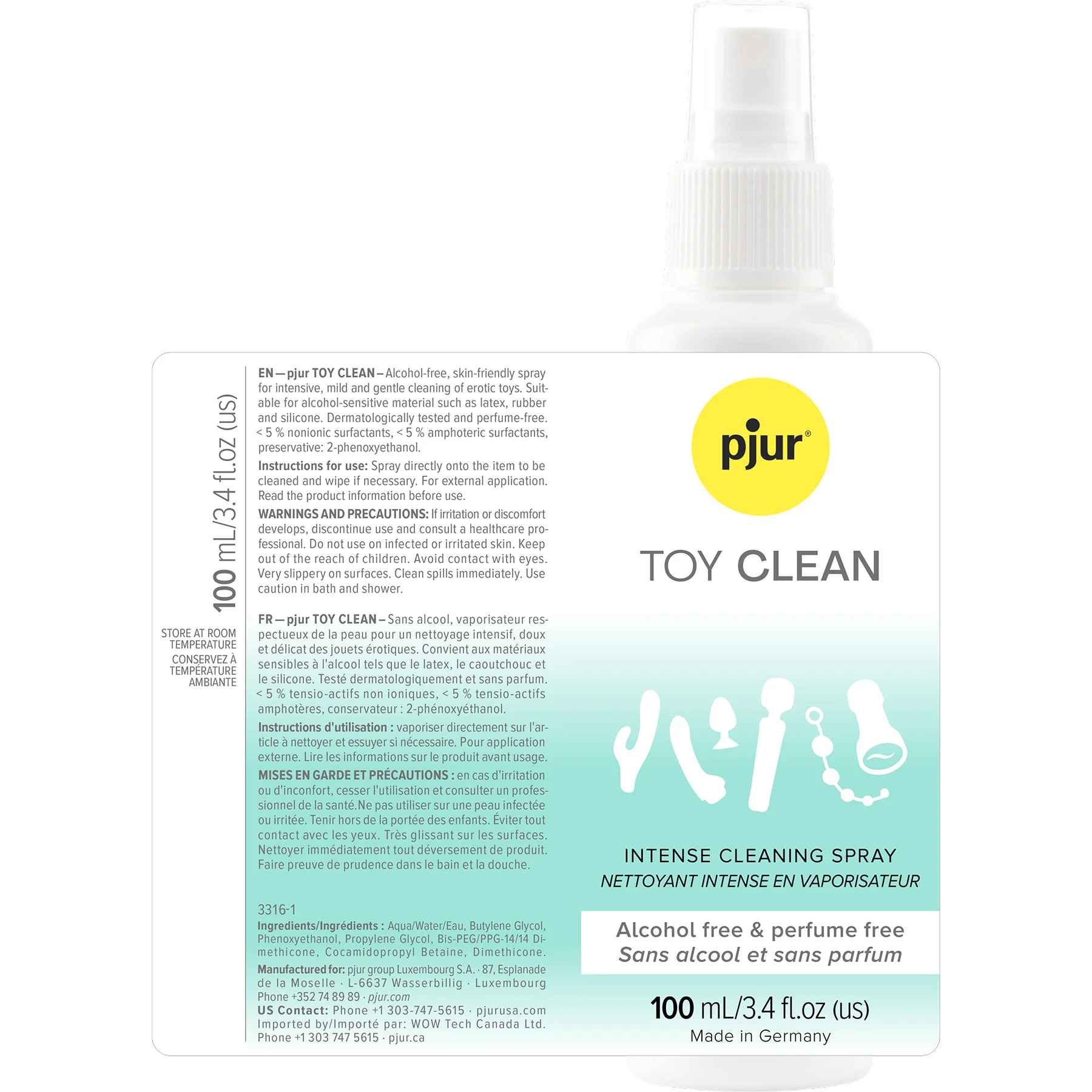pjur® TOY CLEAN Intense Cleaning Spray 3.4 fl oz / 100mL - Image 2