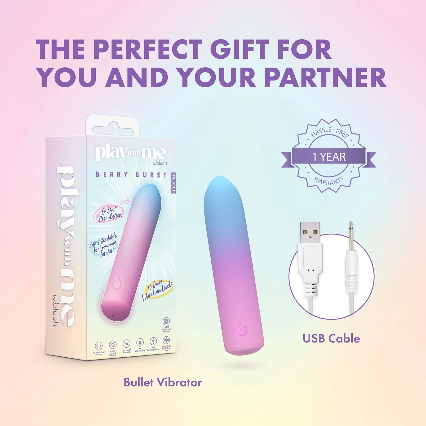 Play With Me Bullet Rechargeable Silicone Vibrator By Blush - Image 15