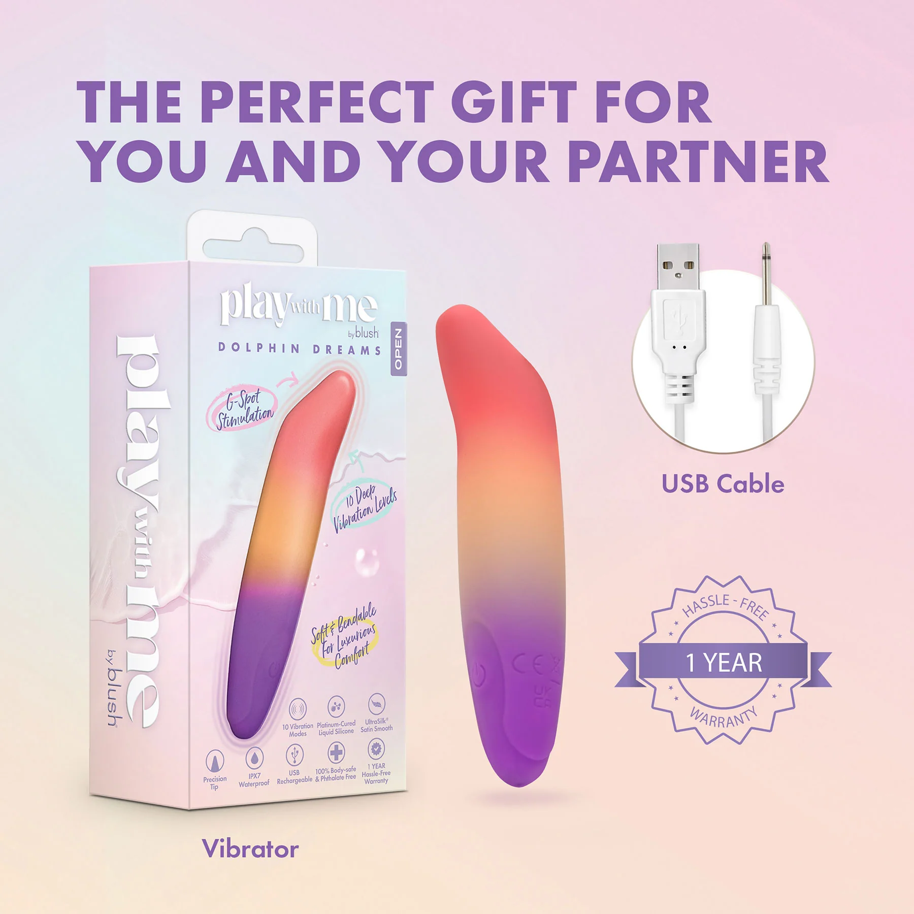 Play With Me Dolphin Rechargeable Silicone G-Spot Bullet Vibrator By Blush - Image 27