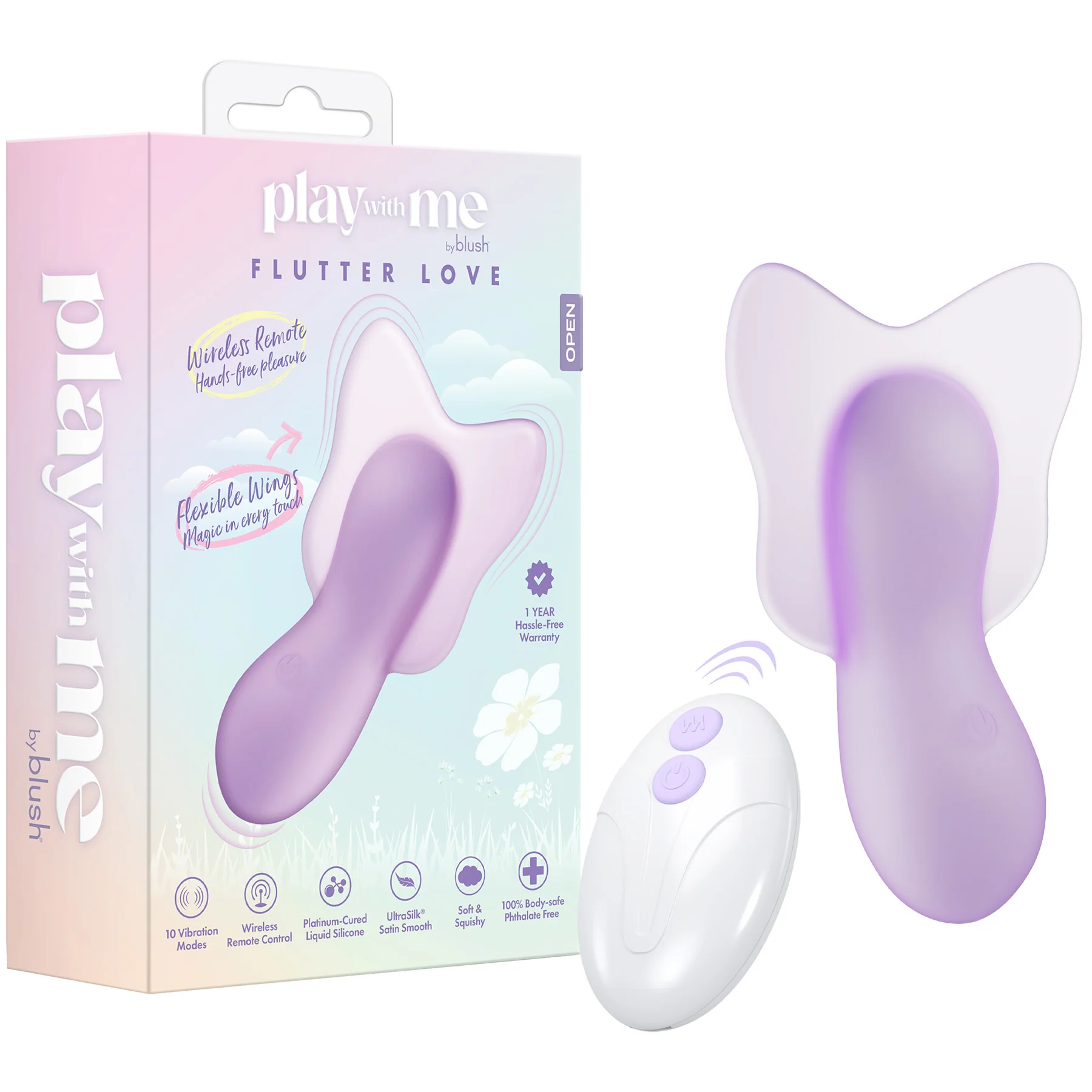 Play With Me Flutter Love Rechargeable Silicone Clitoral Vibrator By Blush - Image 11