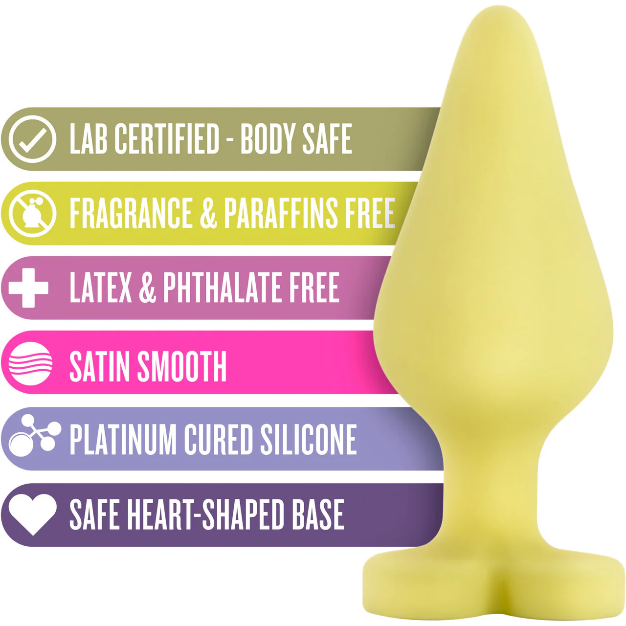 Play With Me Naughty Candy Heart Silicone Butt Plug By Blush - Spank Me Yellow - Image 6