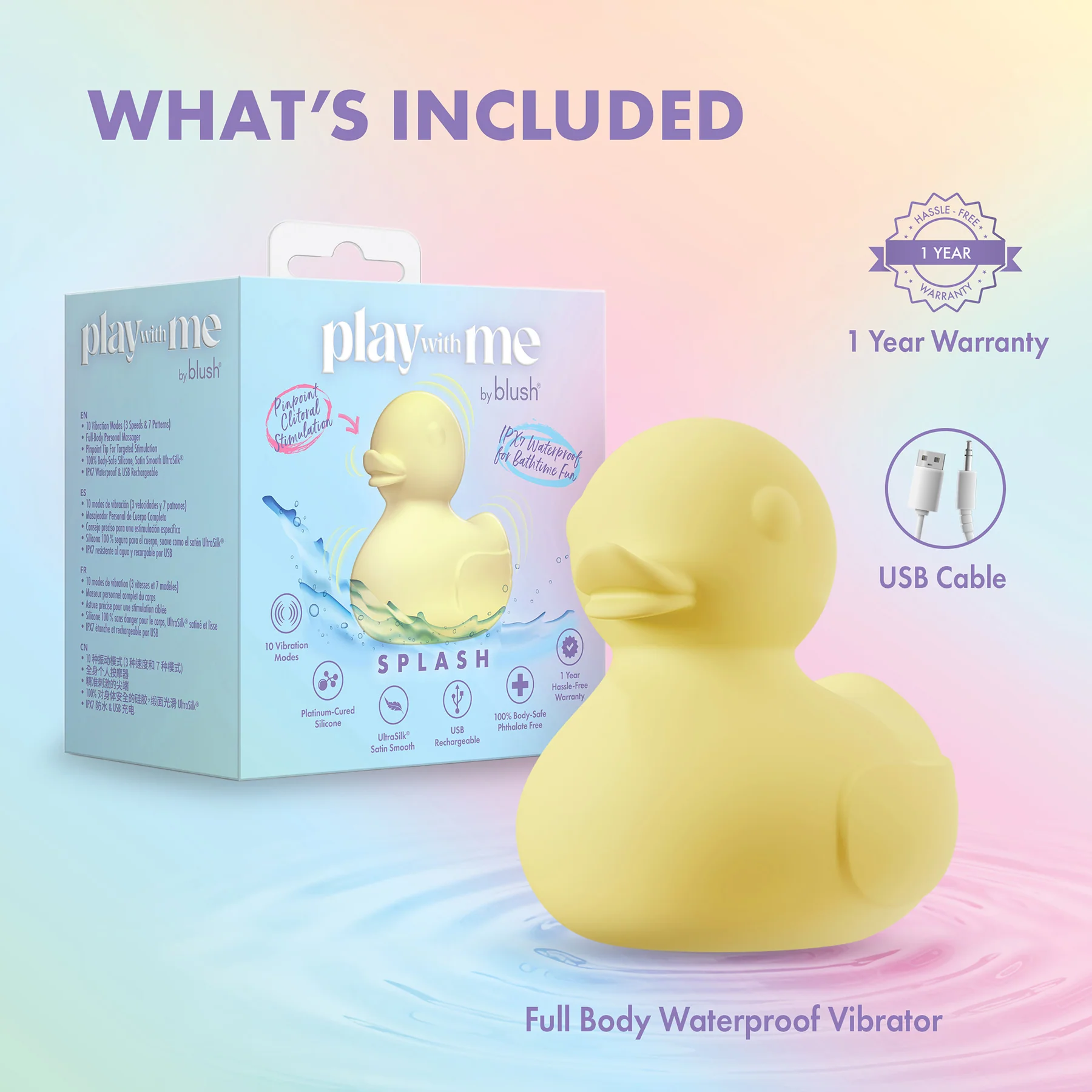 Play With Me Splash Ducky Rechargeable Silicone Vibrator By Blush - Image 12