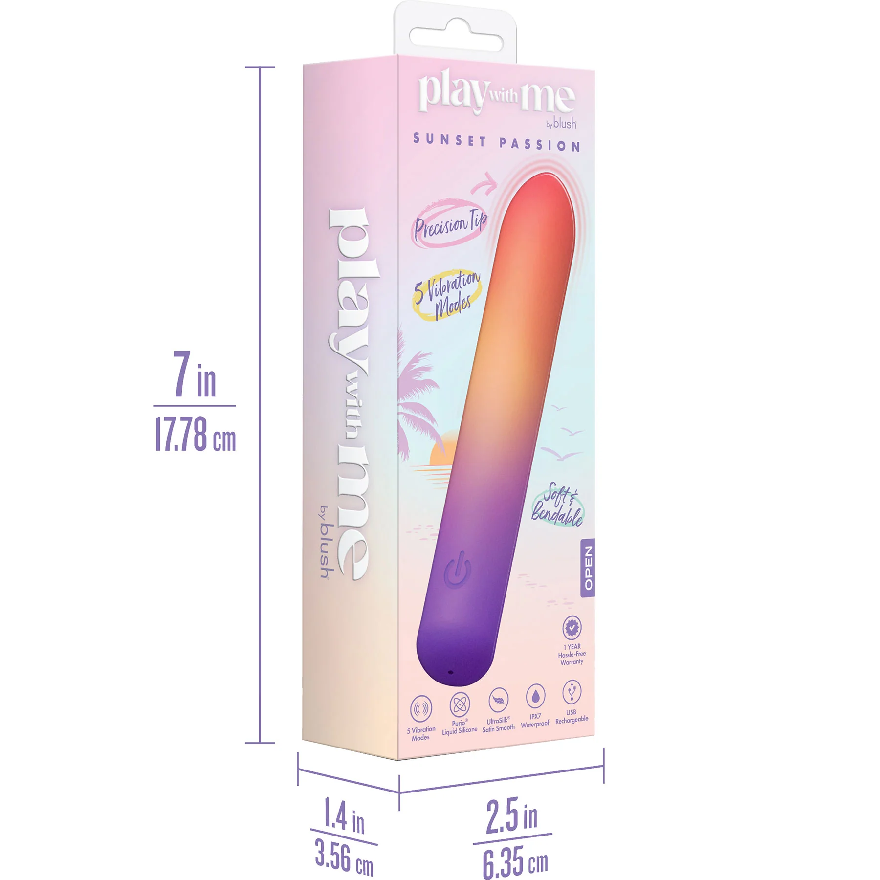 Play With Me Sunset Passion Rechargeable Silicone Bullet Vibrator By Blush - Image 13