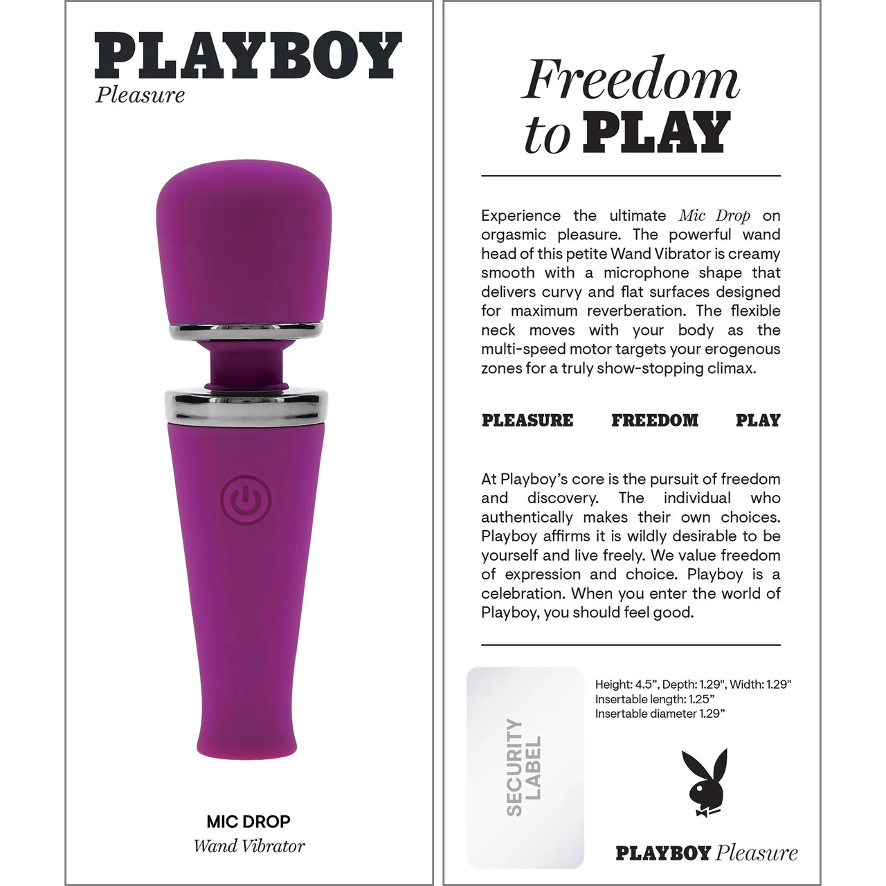 Playboy Pleasure Mic Drop Rechargeable Waterproof Silicone Mini Wand Vibrator - Image 14