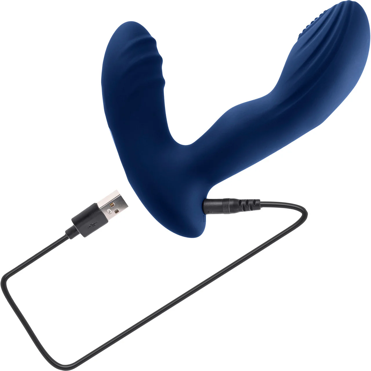 Playboy Pleasure Pleaser Silicone Rechargeable Vibrating Prostate Massager With Remote - Blue - Image 6