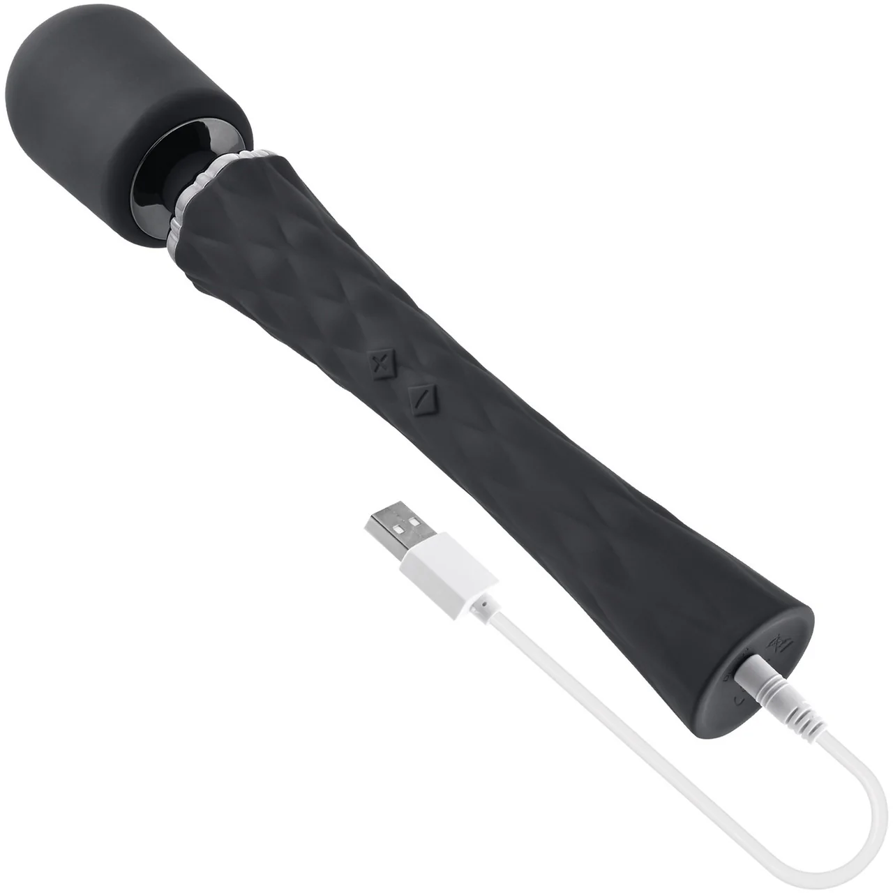 Playboy Pleasure Royal Rechargeable Silicone Vibrating Massage Wand - Black - Image 6