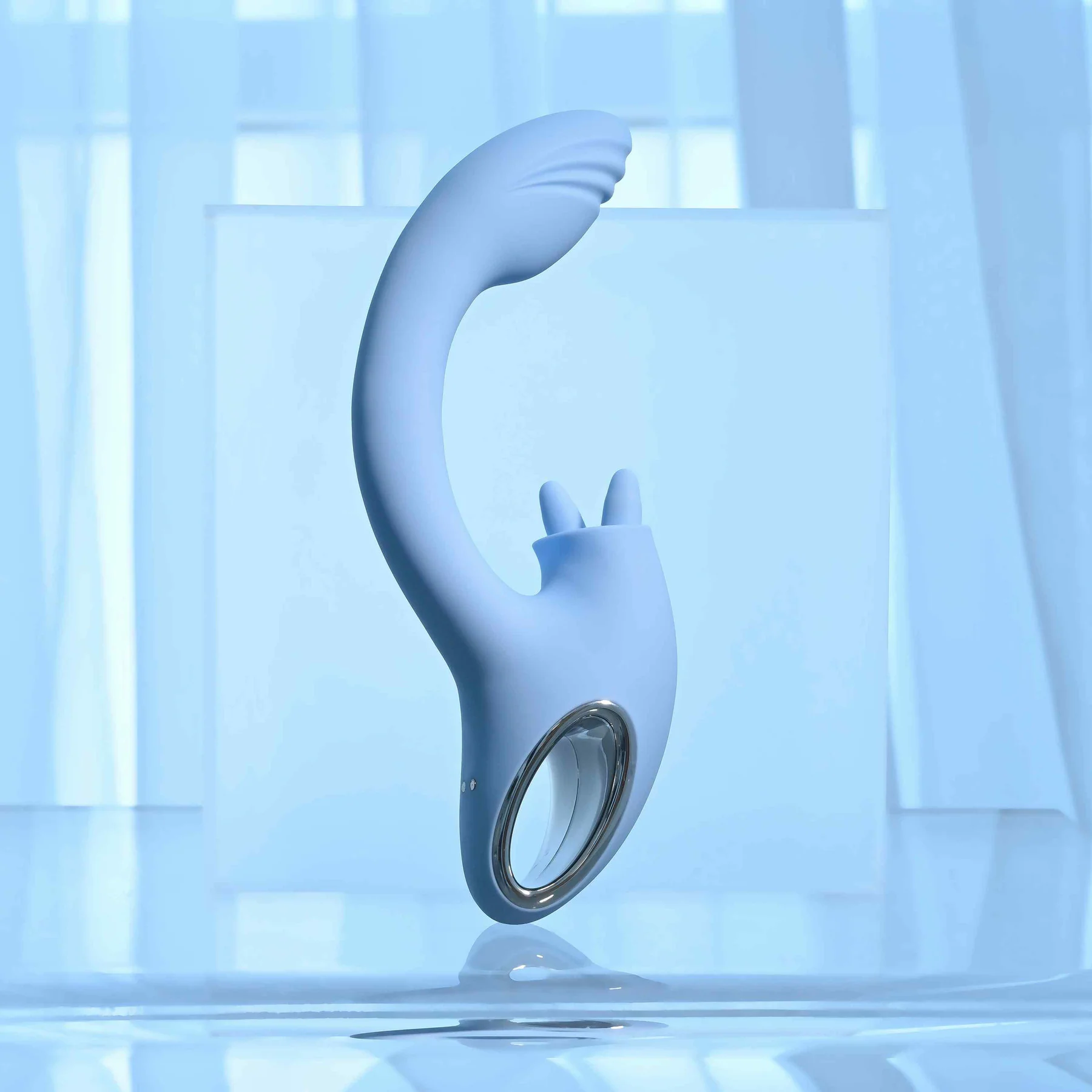 Playboy Pleasure Sapphire Sky Rechargeable Silicone Double-Tongued Rabbit Vibrator - Image 2